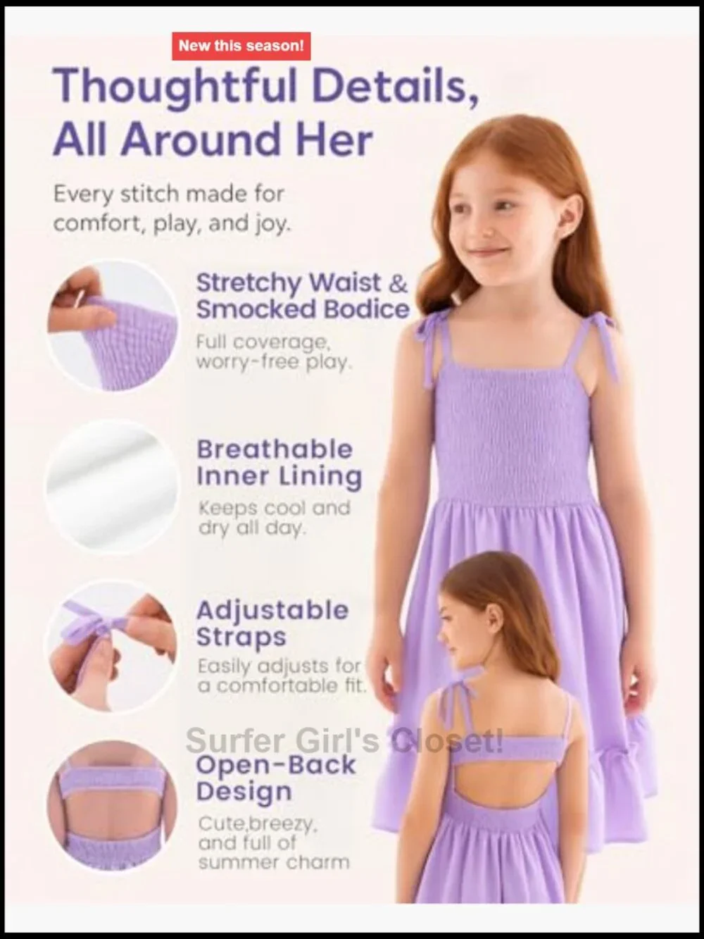 Girls A-Line Spaghetti Strap Open Back Twirl Sundress
